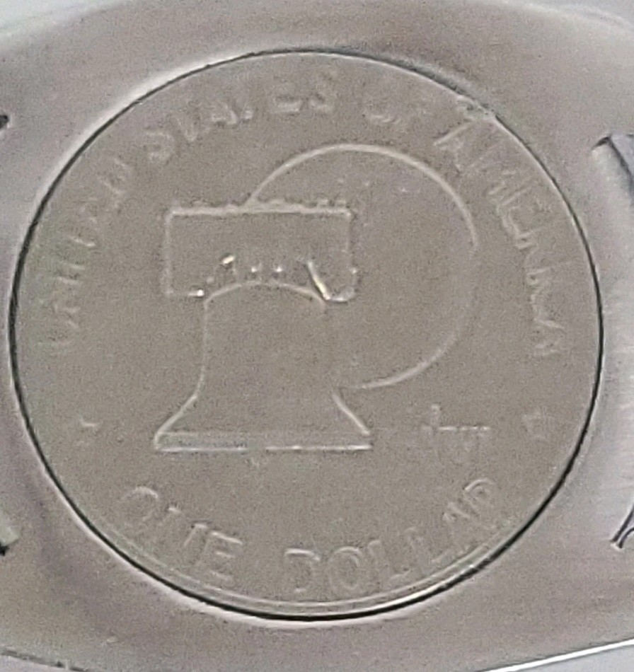 1776-1976 bicentennial Eisenhower Liberty Bell Moon Silver Dollar Belt buckle