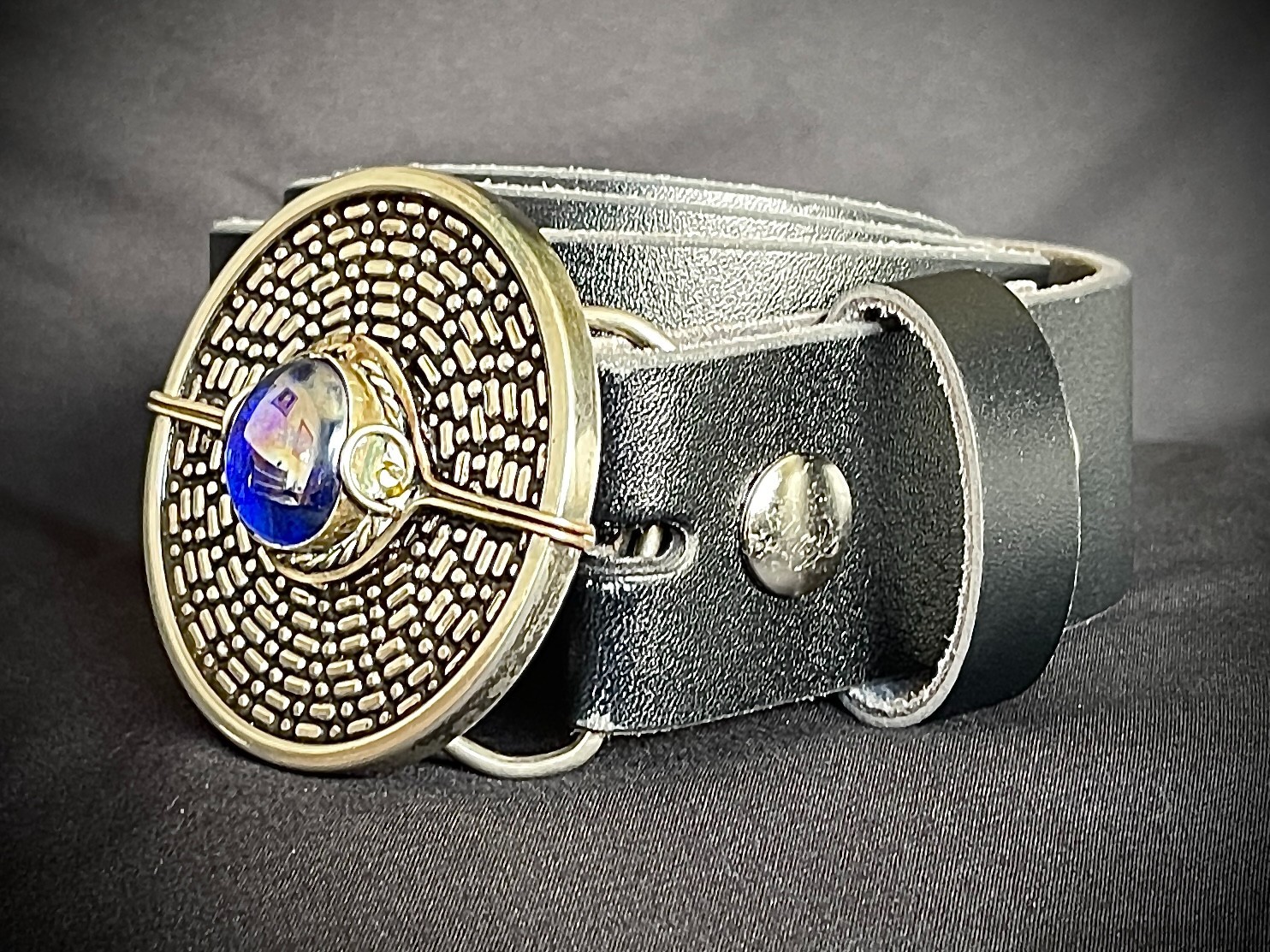 Darren McNeese Archive Belt Buckle Blue Stone Peru Industrial Gothic Handmade
