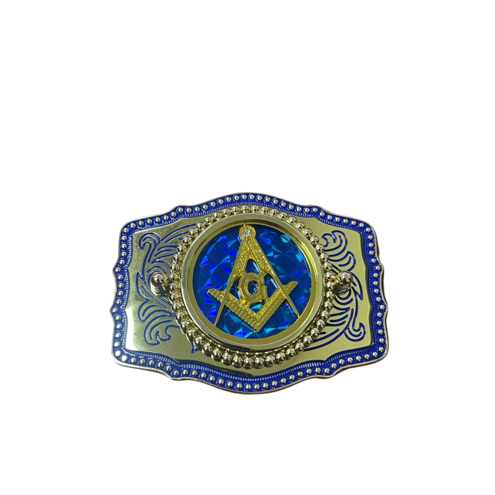 Western Rodeo Blue Cowboy Freemason Masonic Belt Buckle Gold Hebillas Vaqueras