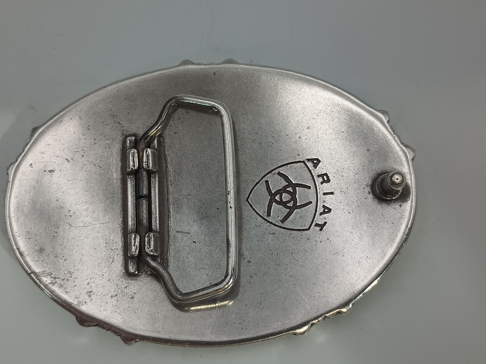 Ariat Western Longhorn Steer & Barbed Wire Edge Belt Buckle