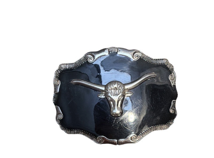 Belt Buckle Bull Steer Cowboy Western Rodeo Belt Black