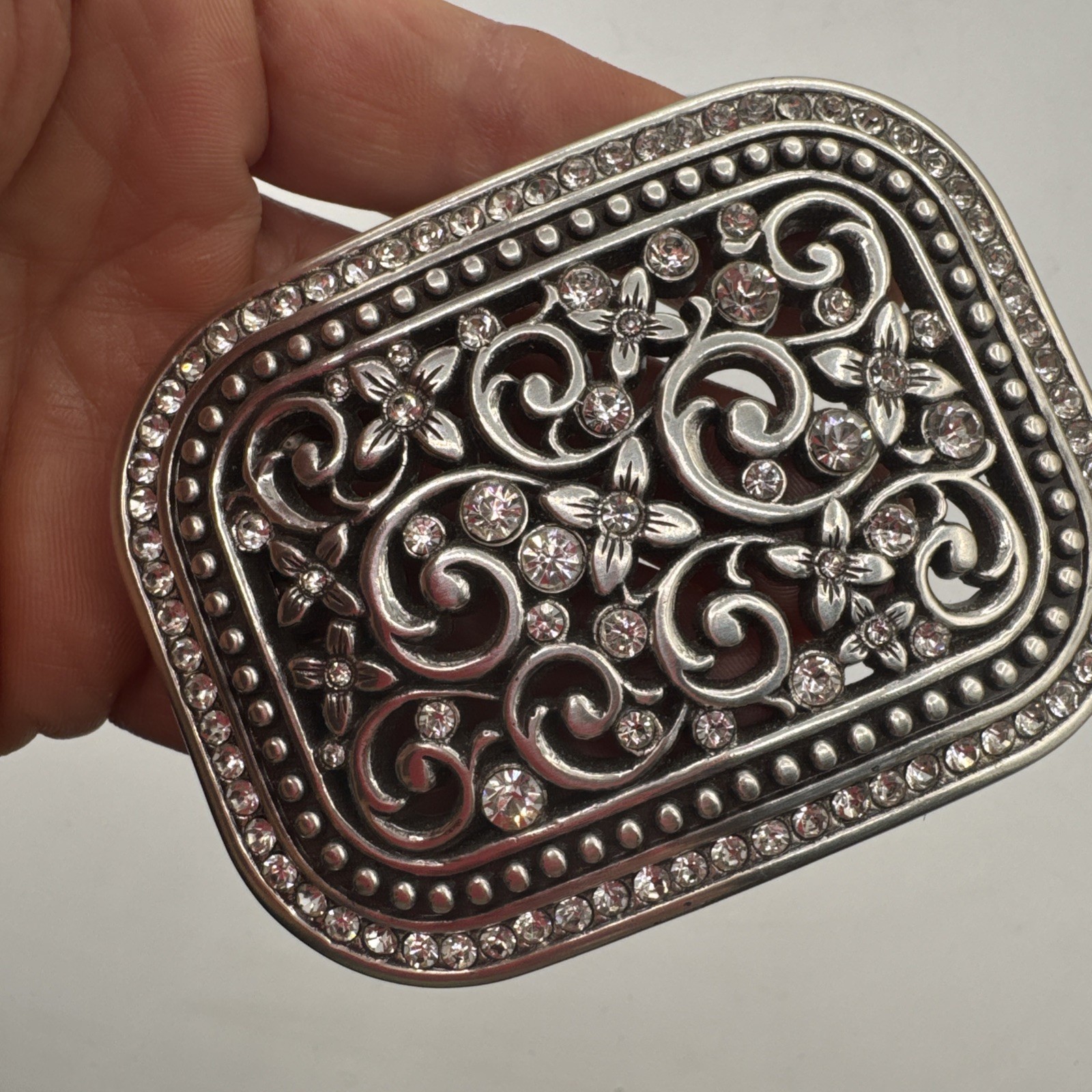 Shiny Metal Fashion Belt Buckle Business Card Holder & Agate Necklace.