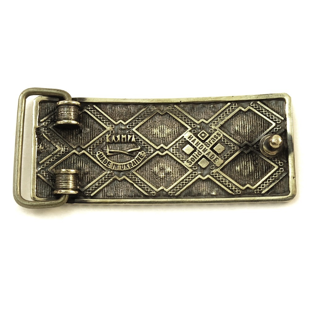 German silver buckle Krayka, Ukrainian ornamental buckle, woven belt embroidery