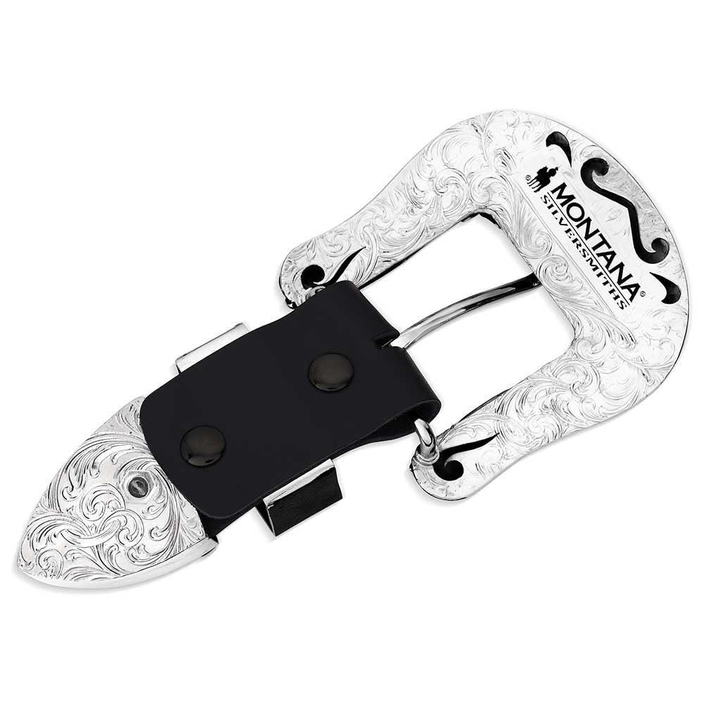 Montana Silversmiths Cowboy Classic 3-Piece Tri-Color Western Belt Buckle Set