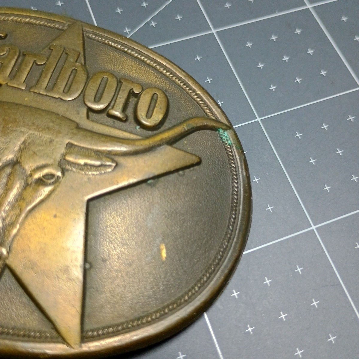 Buckle: Vintage 1987 Marlboro. Longhorn & Star Design. Solid Brass