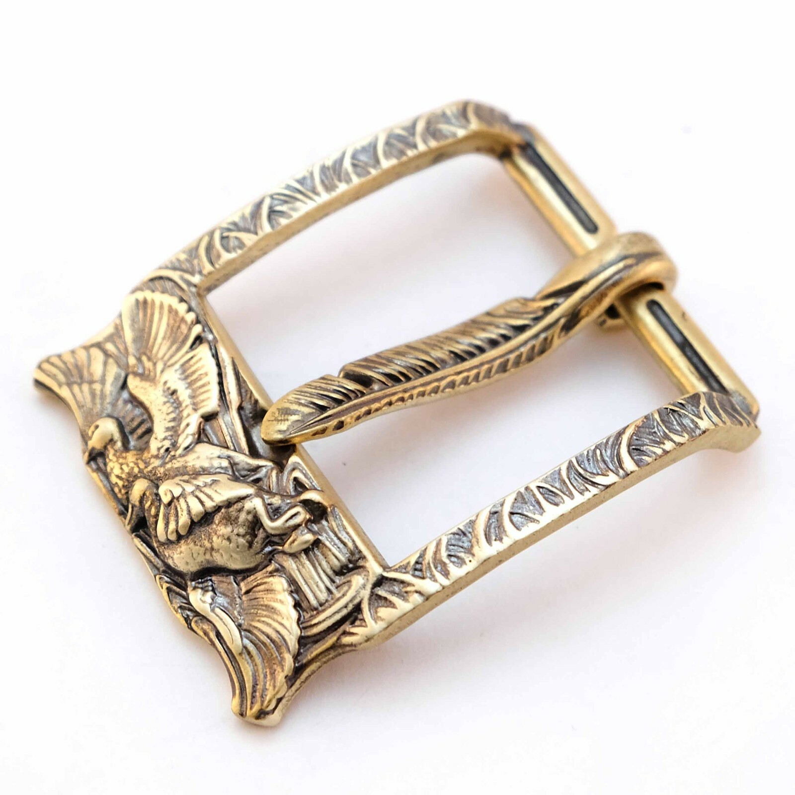 Brass belt buckle Duck Season, pin type Hunter trophy gift buckle for 1.5 inch