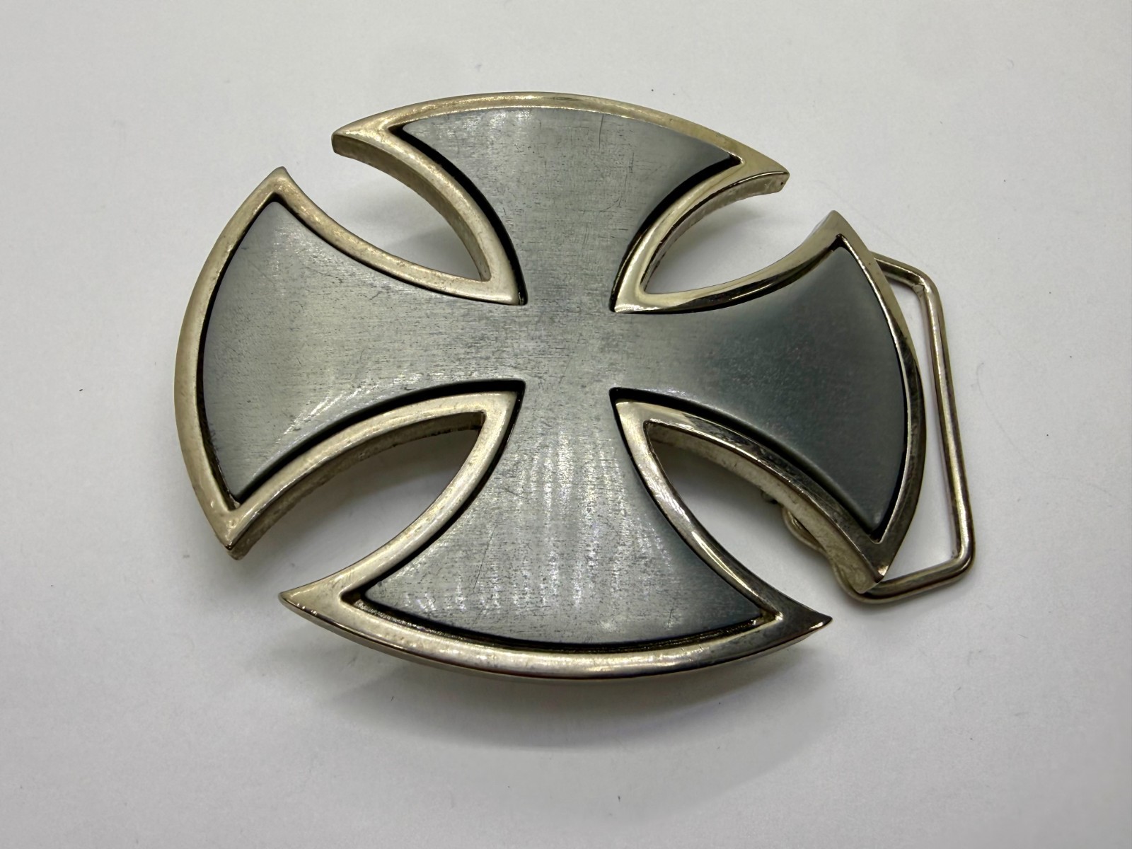 Maltese Celtic Iron Cross Gothic Punk Biker Vibe Cutout Silver Color Belt Buckle