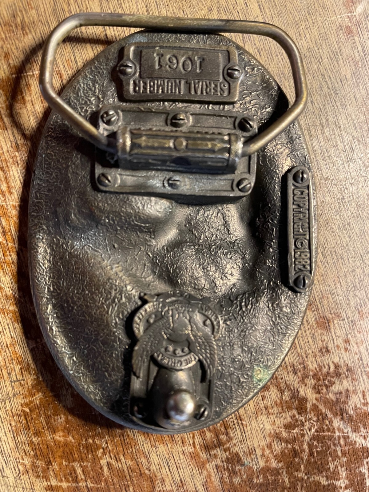Vintage 1982 The Great American Buckle CO. Hockey Brass Buckle USA NHL MapleLeaf