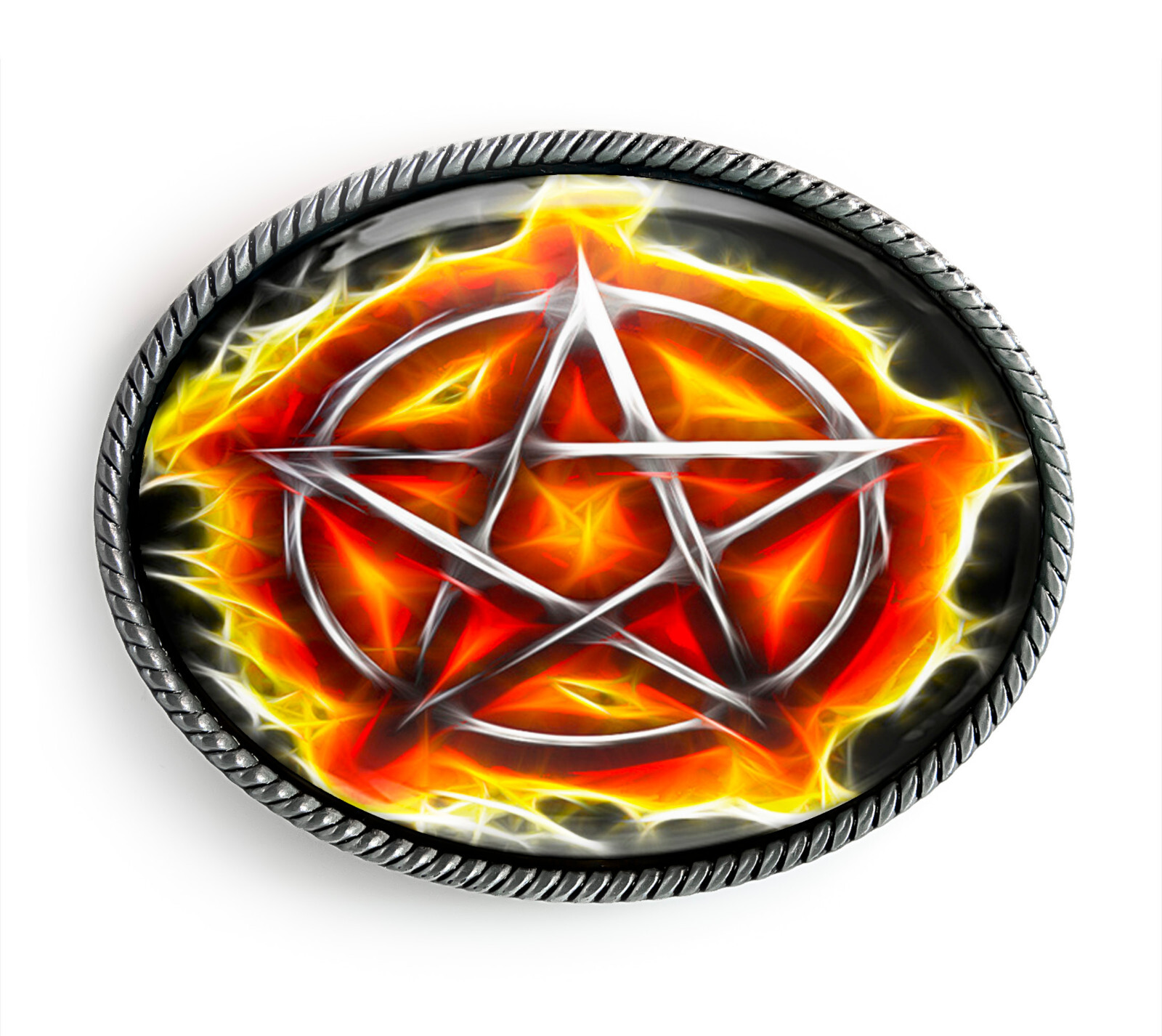 Fire Pentagram Belt Buckle – Gothic Occult Wiccan Pentacle Belt Buckle – 328
