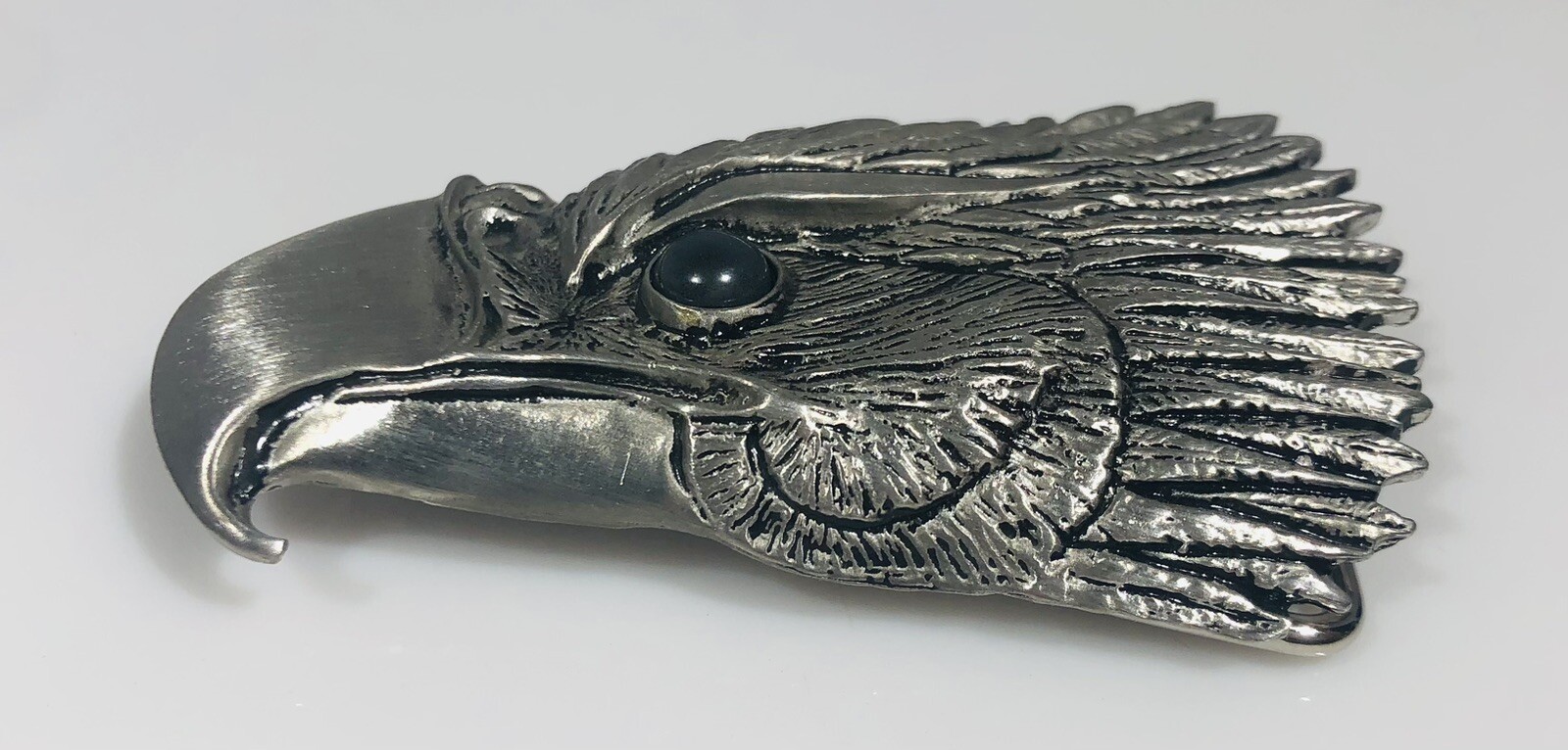Vintage Frederick Pewter Bald Eagle Head Belt Buckle Genuine Solid Canada