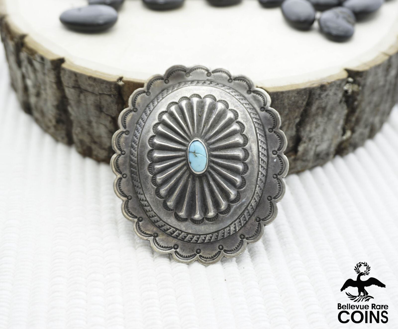 Vintage Southwestern Silver & Turquoise Bolo Tie Knot