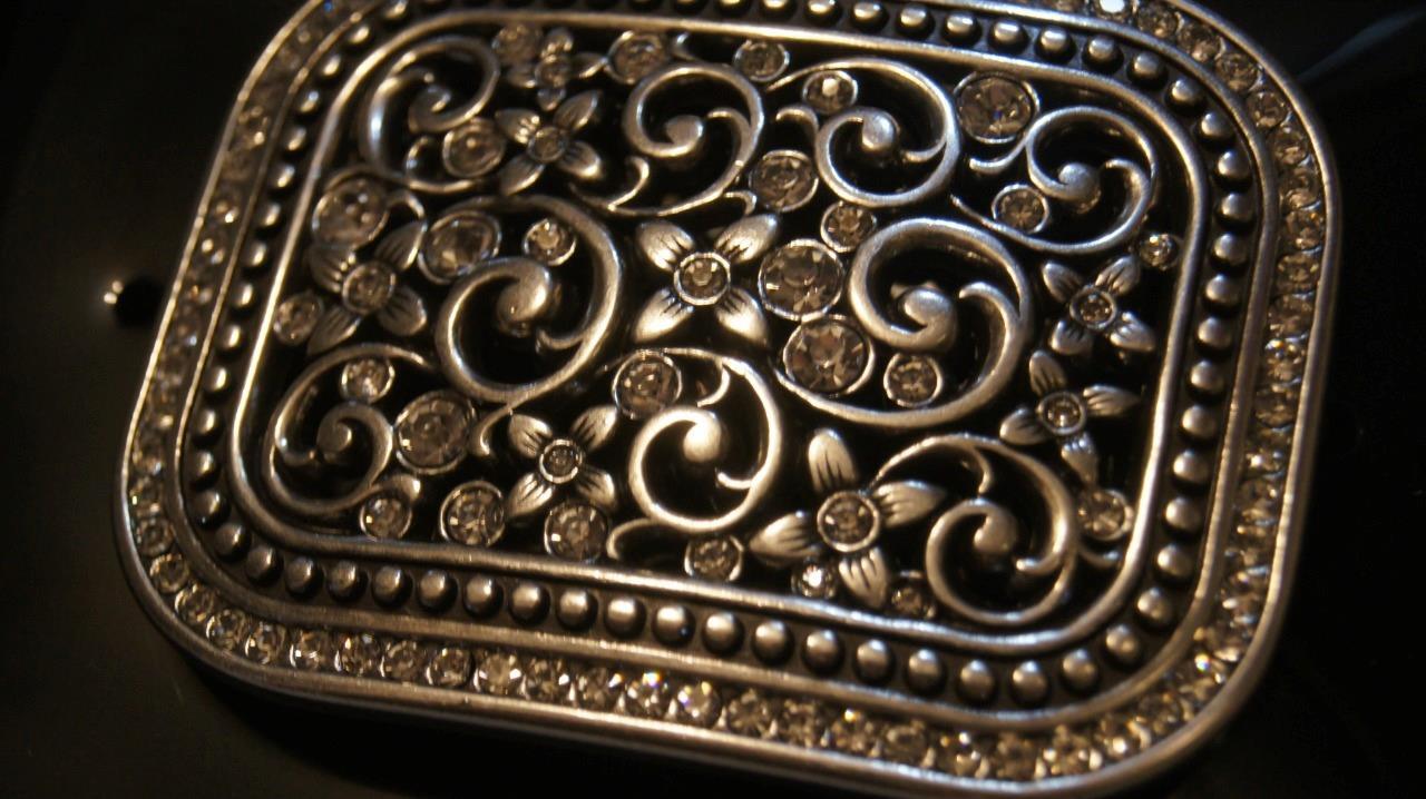 Blazin Roxx Rectangle Buckle Floral Filigree Crystal 37906