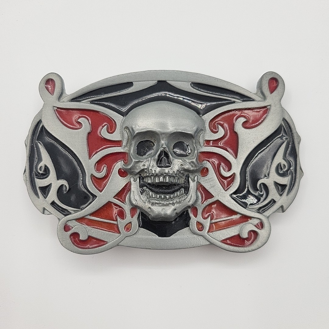LARGE SKULL WITH WINGS BELT BUCKLE NEW APPROXIMATELY 4 1/2&Prime; X 2 7/8&Prime; See Pics