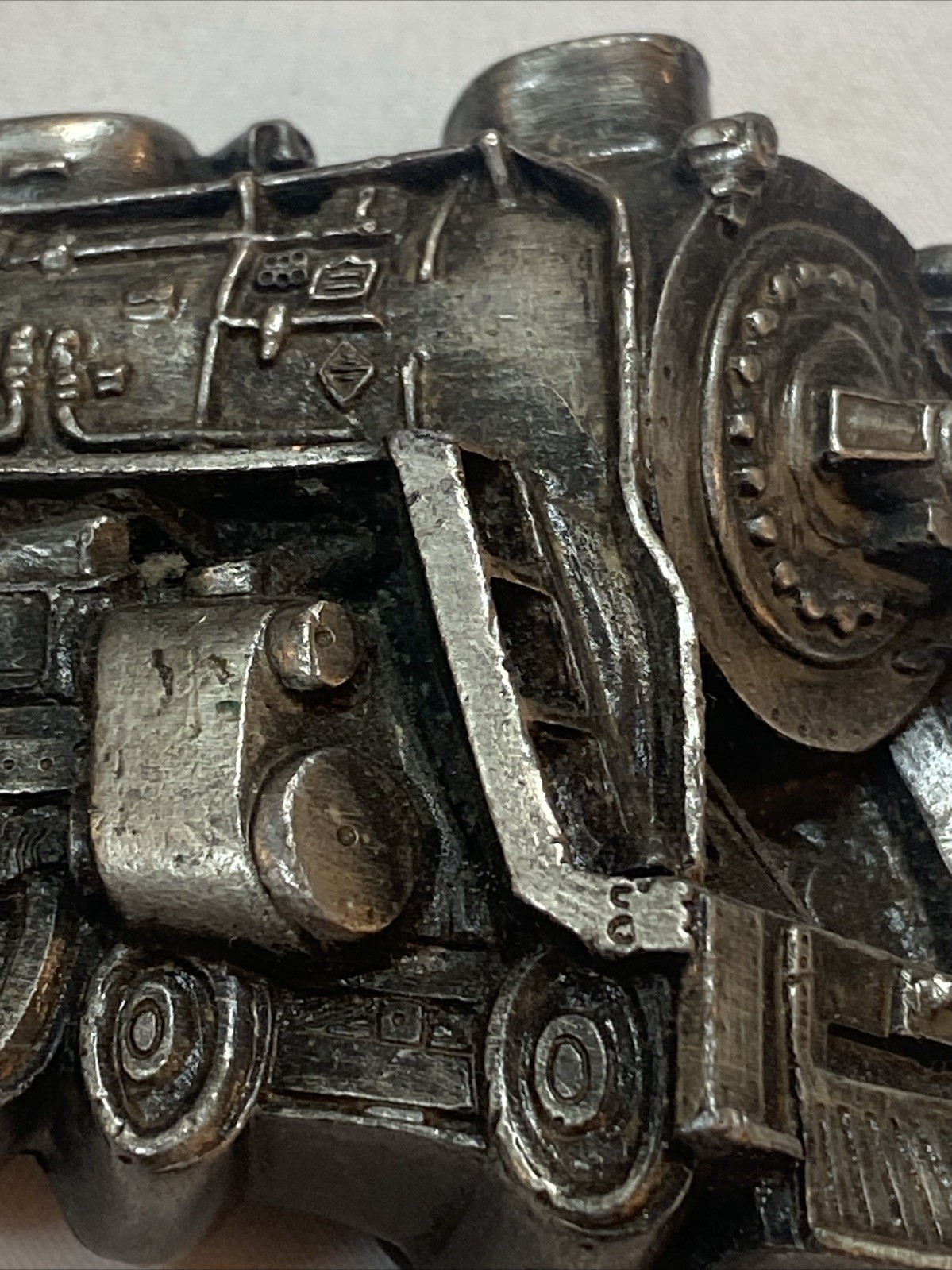 VINTAGE Locomotive METAL BELT BUCKLE Bergamot Brass Works 1978