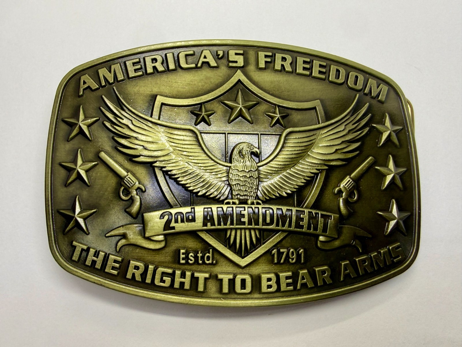 America&rsquo;s Freedom Right To Bear Arms 2nd Amendment Belt Buckle In New Condition