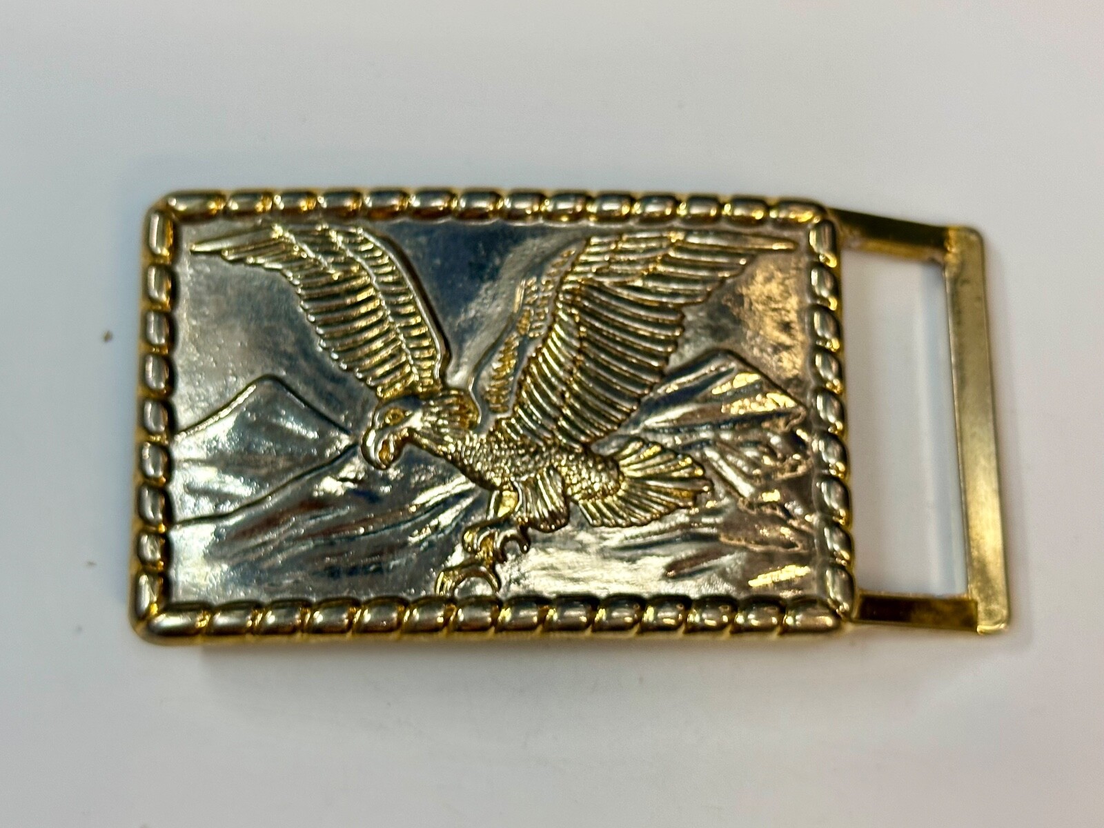 Patriotic Majestic American Eagle Vintage two tone rectangular Belt Buckle