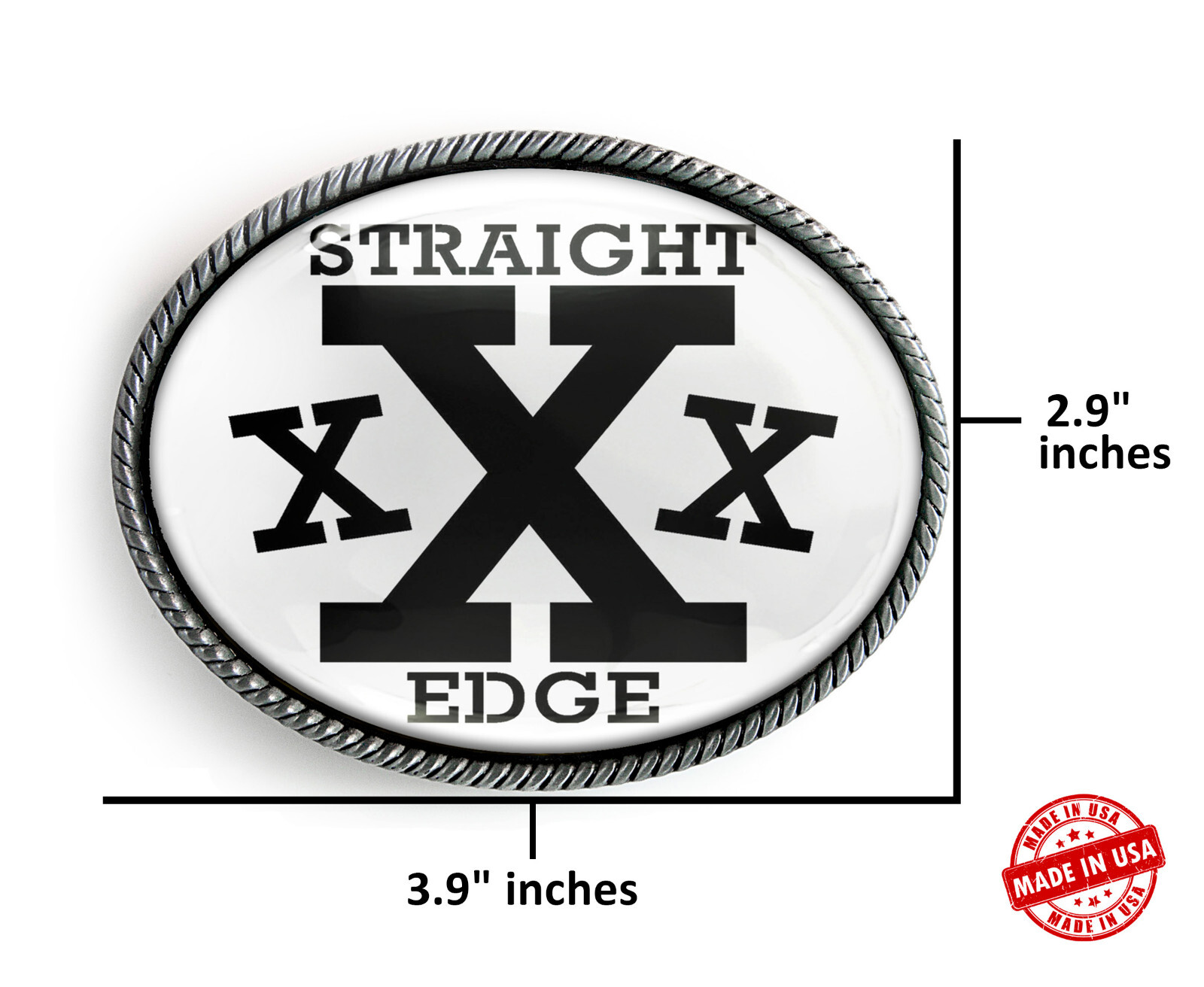 Straight Edge Belt Buckle – Sobriety Hardcore Punk Handmade Buckle – 281