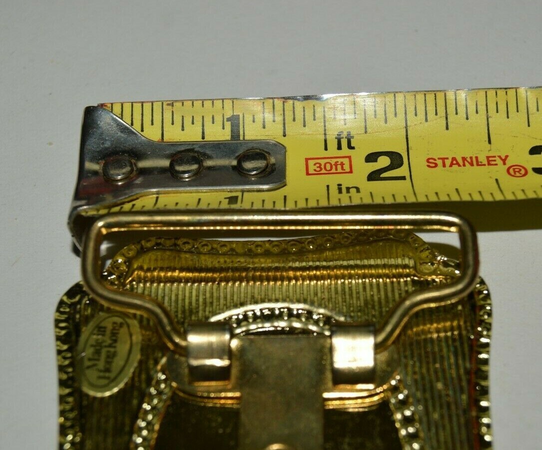Vintage Golden Metal Western Cowboy Covered Wagon Trail Belt Buckle Hong Kong