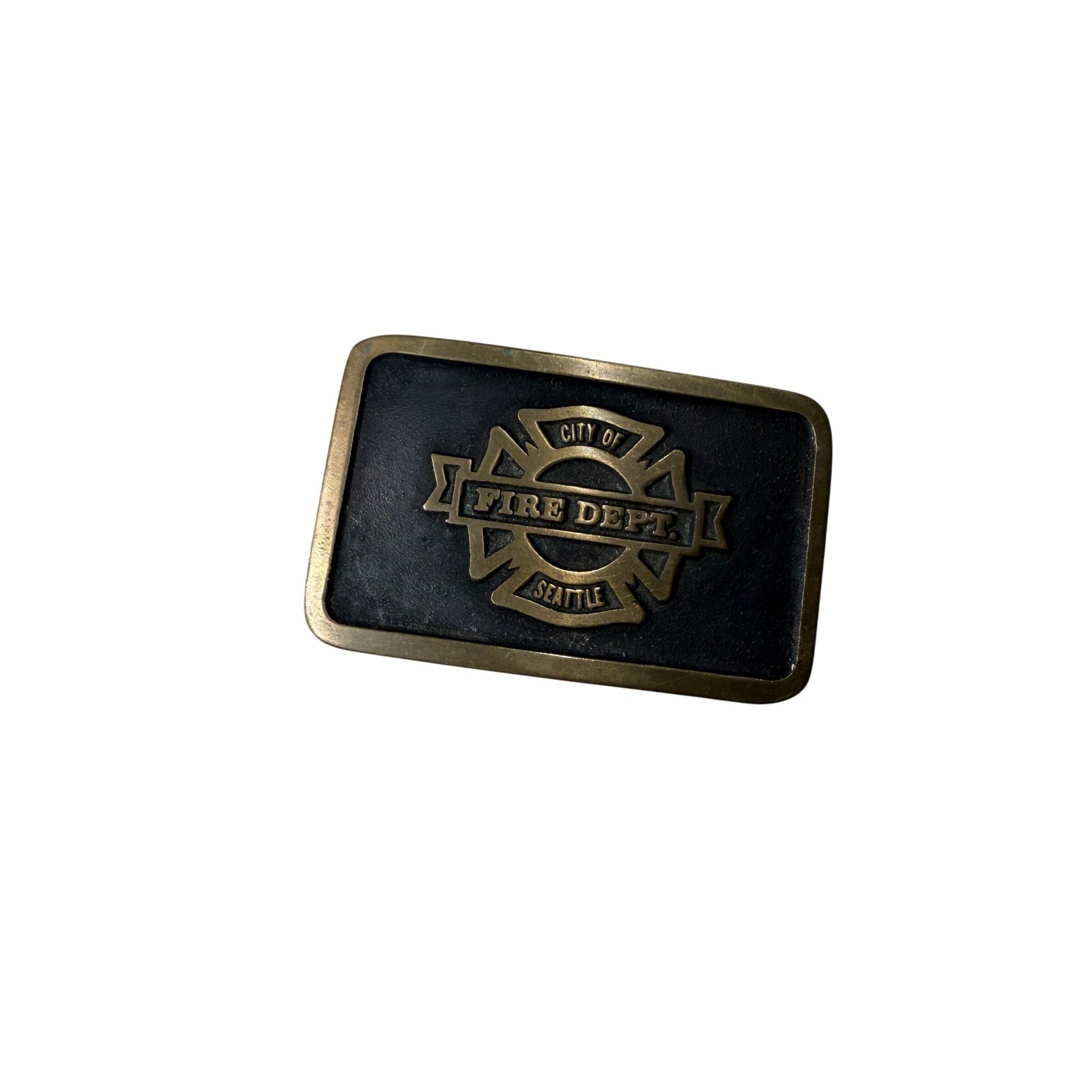 Vintage Seattle Fire Dept Belt Buckle Siskiyou Brass Tone Firefighter City SFD