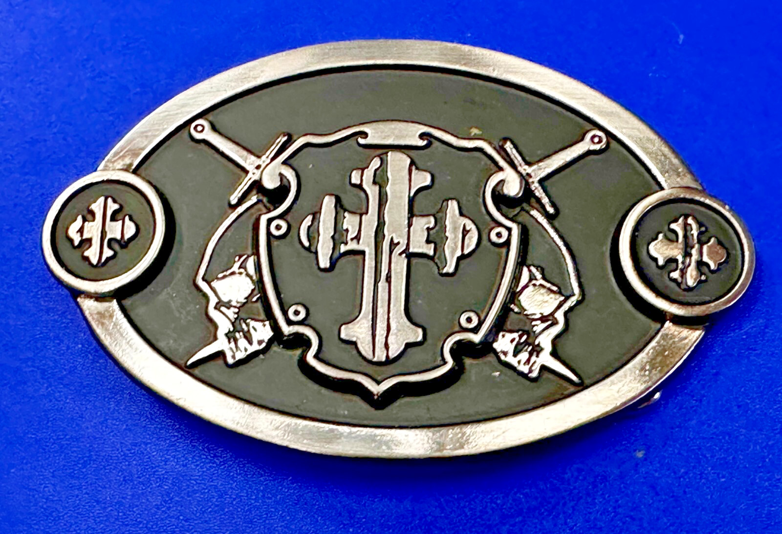 Swords & Cross Knight Shield Gothic Punk Rider Chrome Brand Belt Buckle #6216