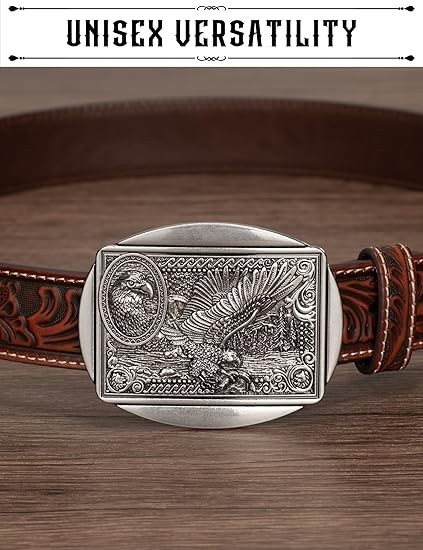 Belt Buckles for Men Women – Western Cowboy Belt Buckle American Flag and Eagle