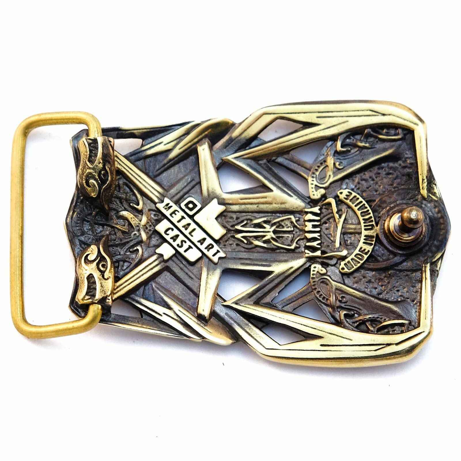 Belt buckle Thor&rsquo;s Hammer, Scandinavian Old Norse Mjolnir solid brass buckle