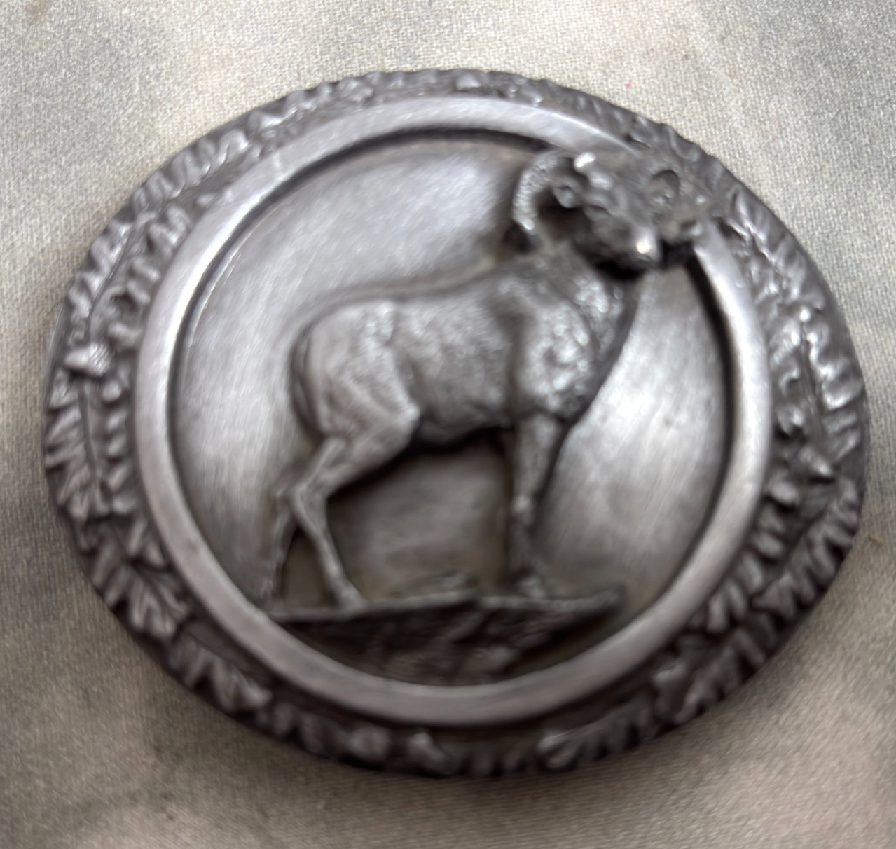 1985 Bergamot Brass Works Bighorn Sheep Belt Buckle-USA-Brass