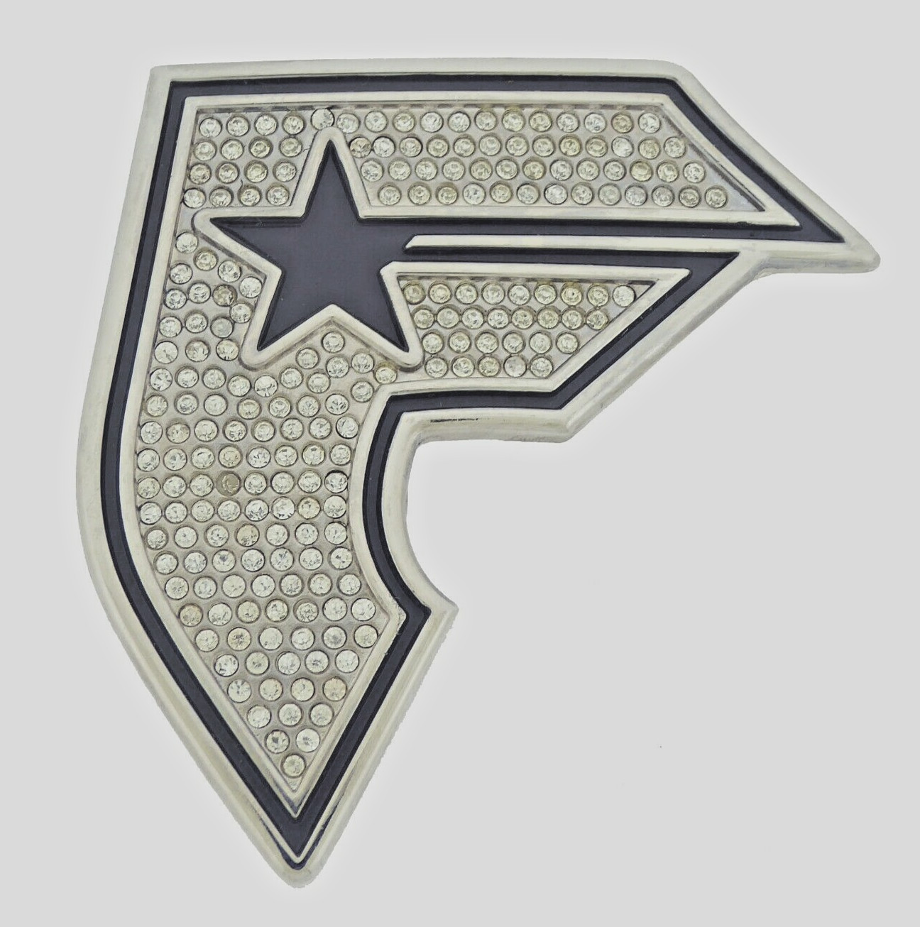 Famous Star and Straps Belt Buckle Initial F Silver Metal New Men Women Cosplay
