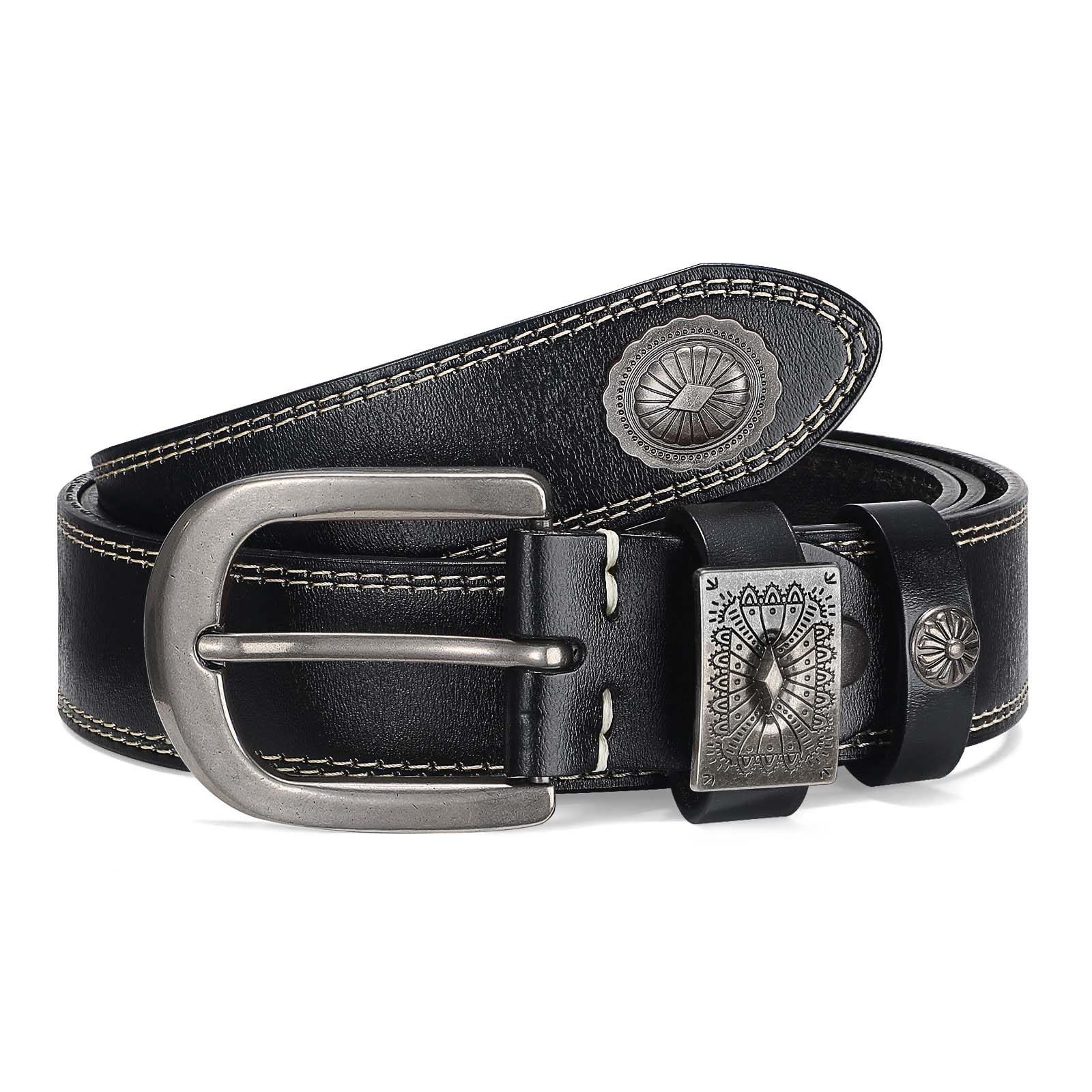 Western Leather Belt for Men, 1 3/8&Prime; Country 36(Fits Waist 34 »-35 »), Black