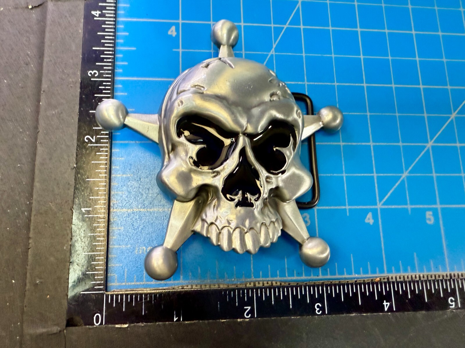 Creepy Skull Grinning Teeth Five Point Star Gothic Punk Cutout Belt Buckle