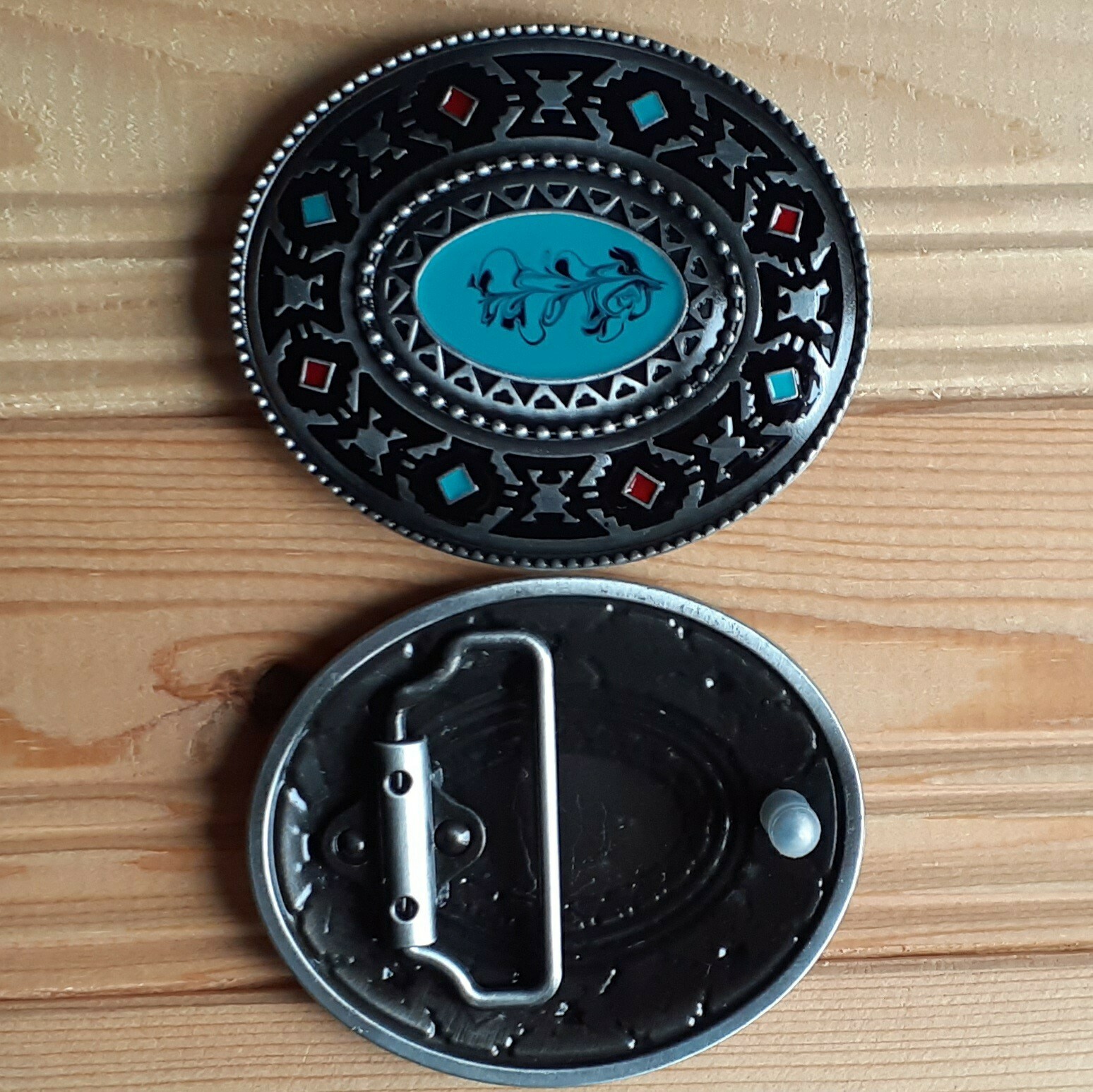 Turquoise Flower Cowgirl Western Country Oval Woman Belt Buckle