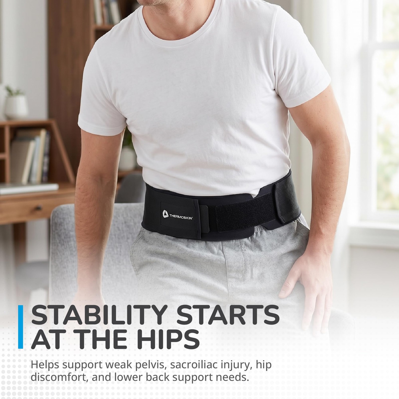 Thermoskin Sacroiliac Belt, Black, Medium, 3.4 Ounce Small/Medium, Black