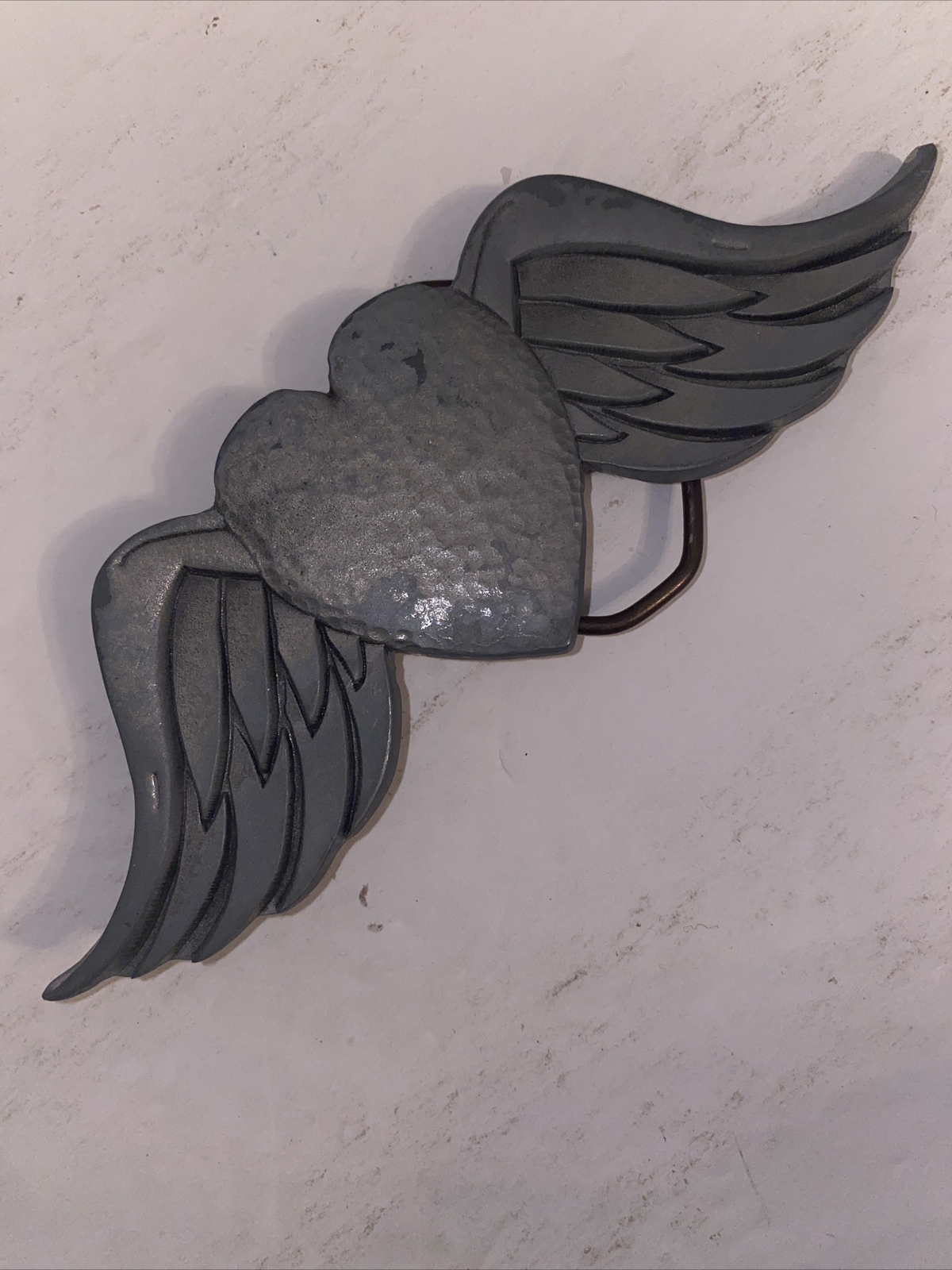 VALENTINES WINGED HEART Belt Buckle Love Wings Rock GREAT AMERICAN Pewter Biker