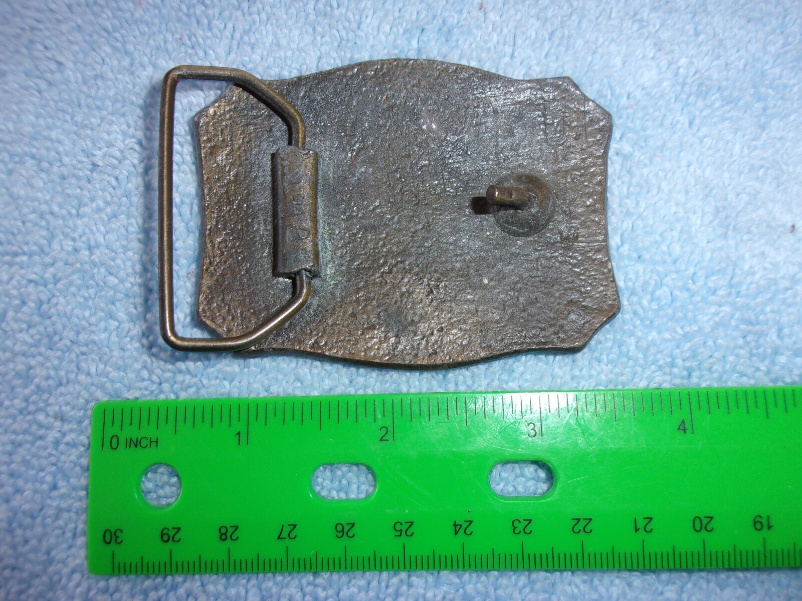 Vintage NEW ENGLAND Country Road Scene trees Brass / bronze Belt Buckle Souvenir