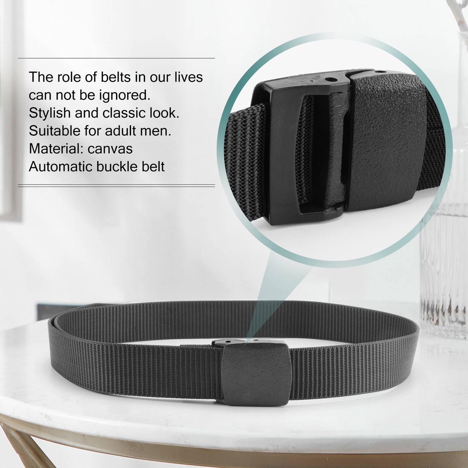 Wild Men&rsquo;S Canvas Belt Metal Plastic Automatic Buckle K8H52286