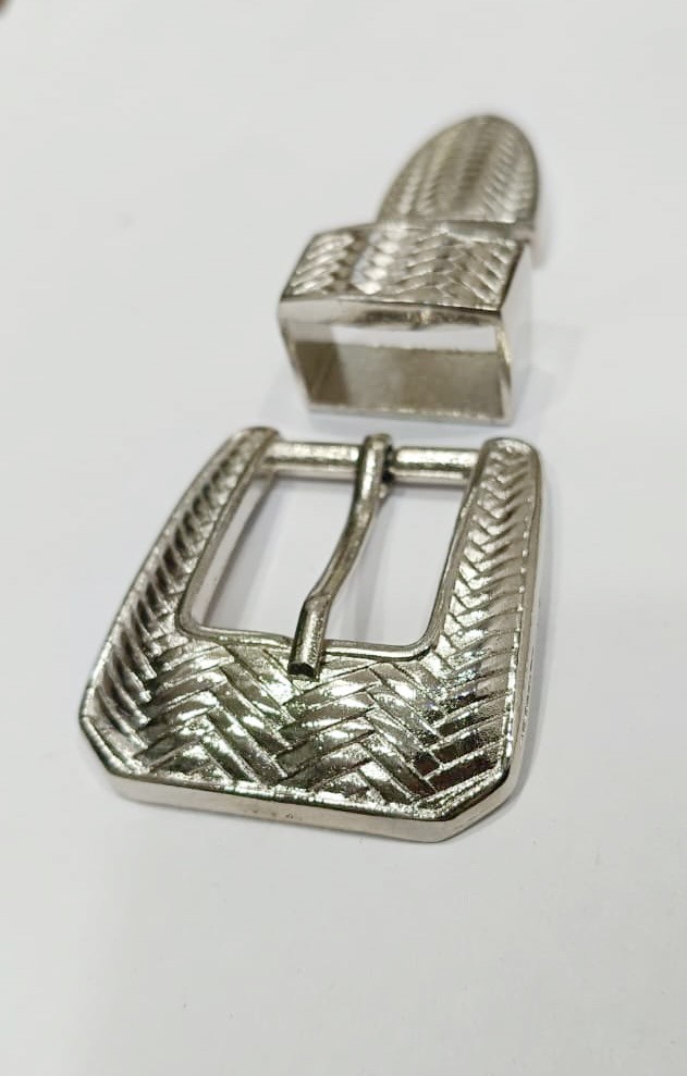 Western 3 piece buckle set Silver color 1 in 25mm cowgirl brass buckle