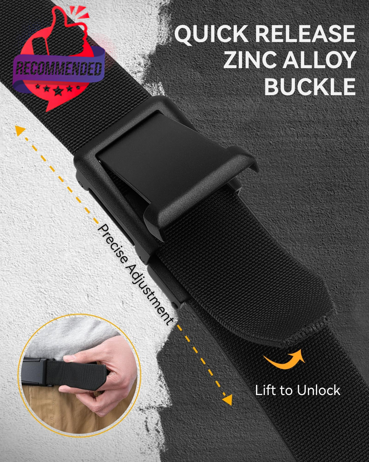 Tactical Belt Men – 1.5&Prime; Stretch Work Belt With Zinc Alloy Buckle | Quick