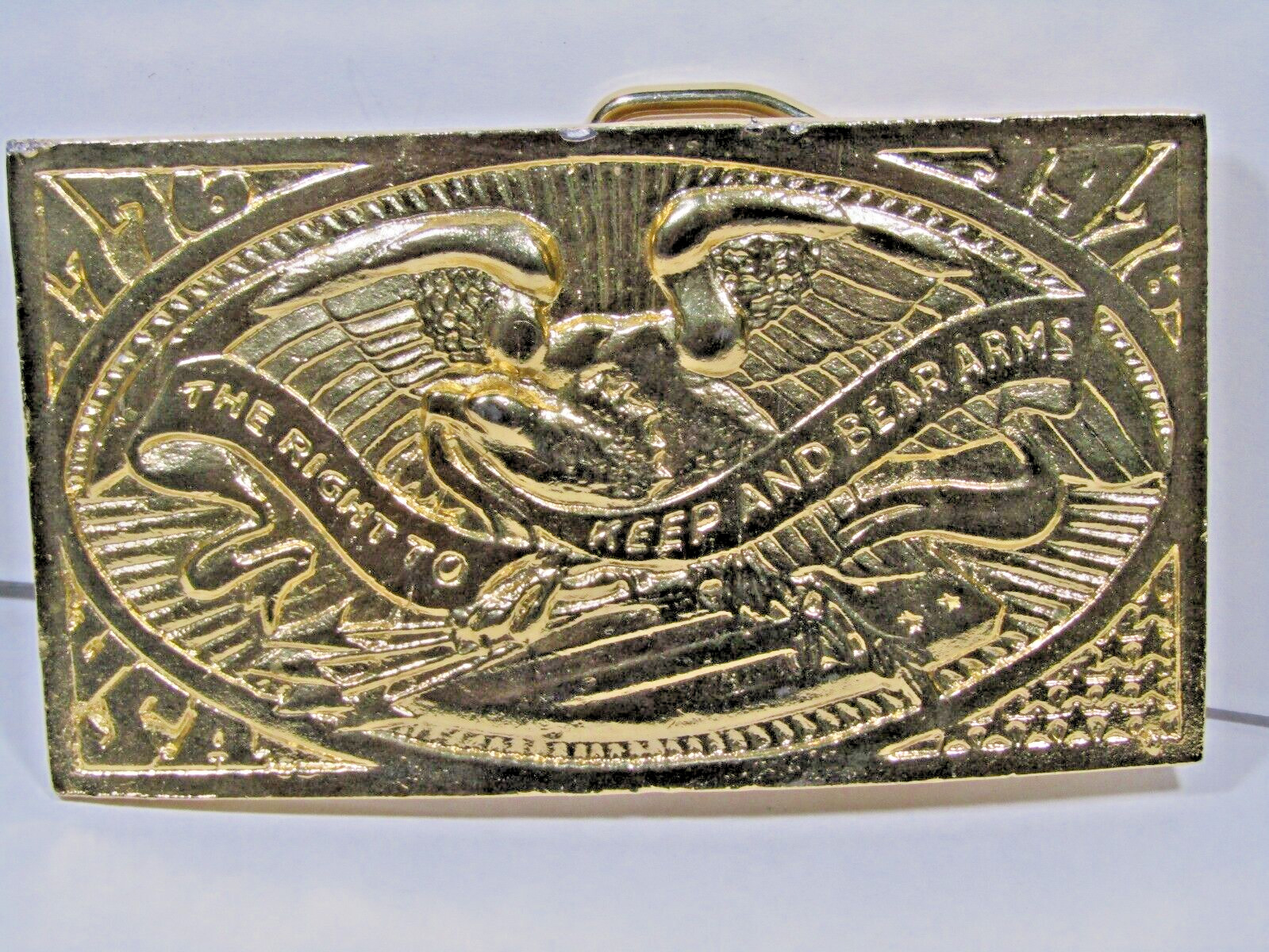 1976 Bicentennial Brass Buckle American Eagle The Right to Keep & Bear Arms