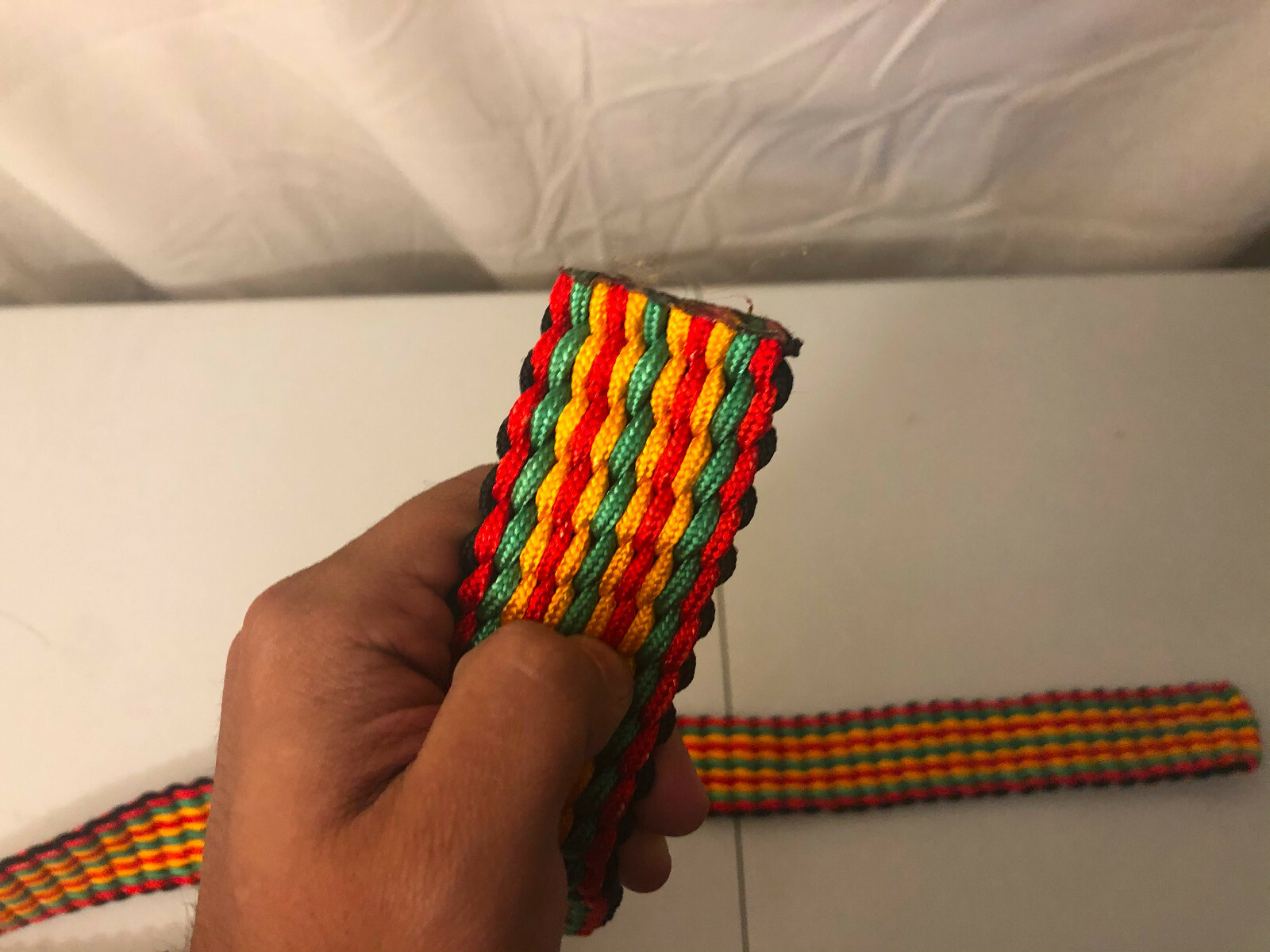 Handmade Nylon braided Men Women Belt Red Yellow Green Black 48in No Buckle