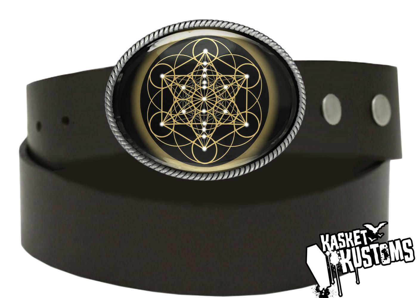 Metatron&rsquo;s Cube Belt Buckle – Sacred Geometry Esoteric Handmade Buckle – 39