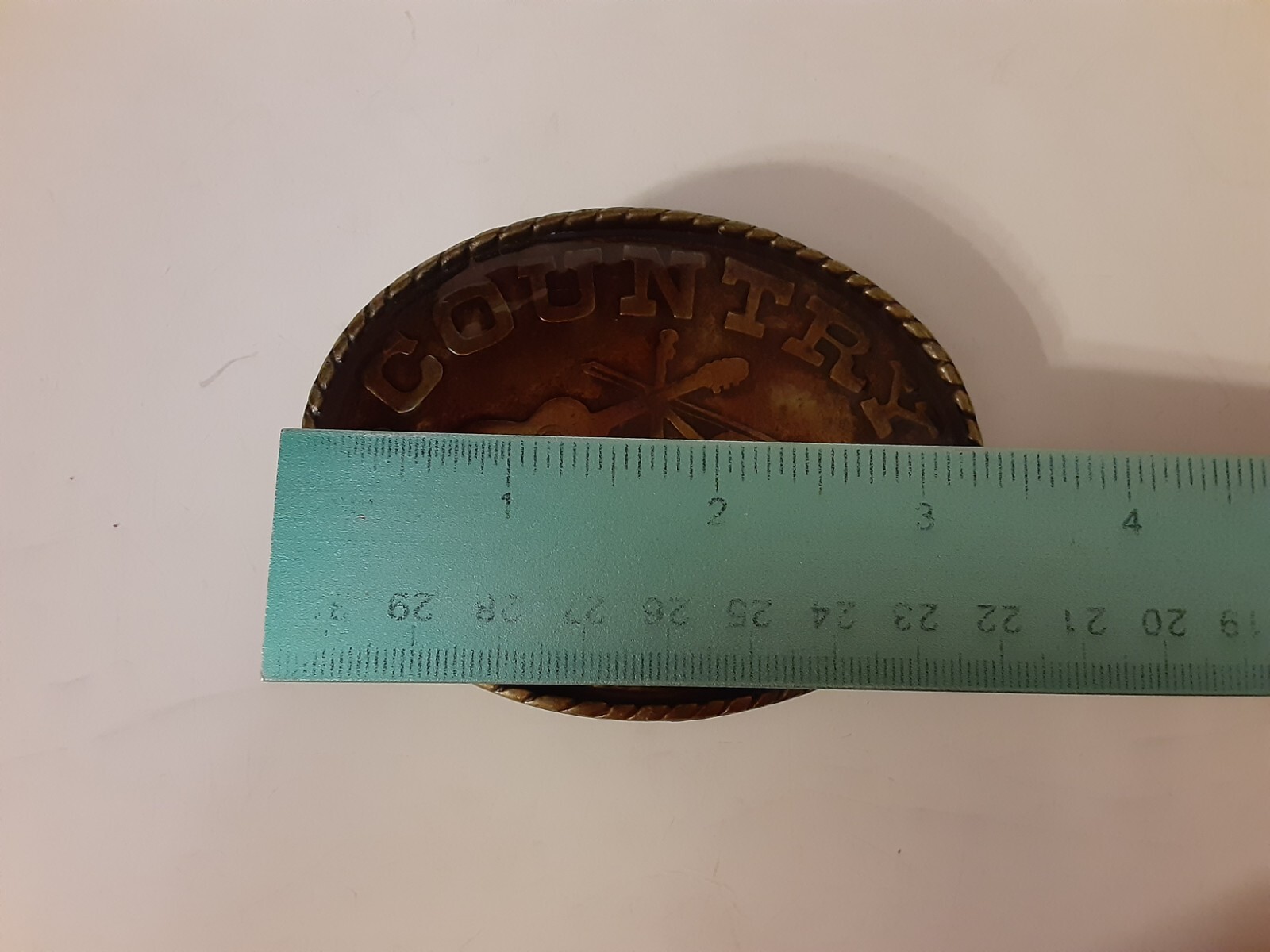 VTG Country Music Enamel Solid Brass Oval Belt Buckle Music