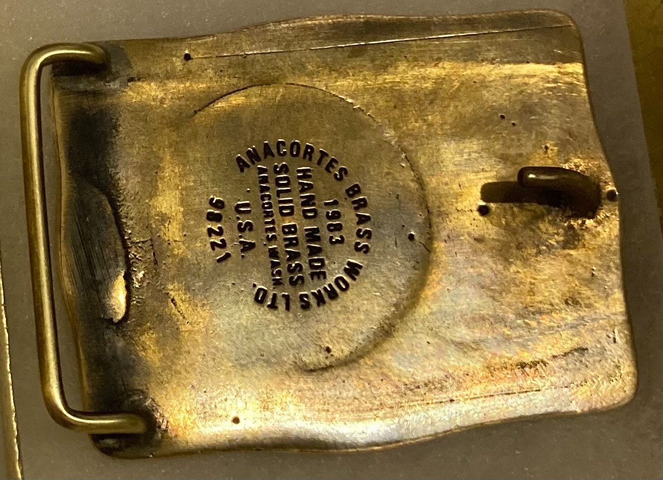 Vintage 1983 Metal Belt Buckle, Brass, Texaco, U.S. Fleet, Shipping, Oil, Petrol