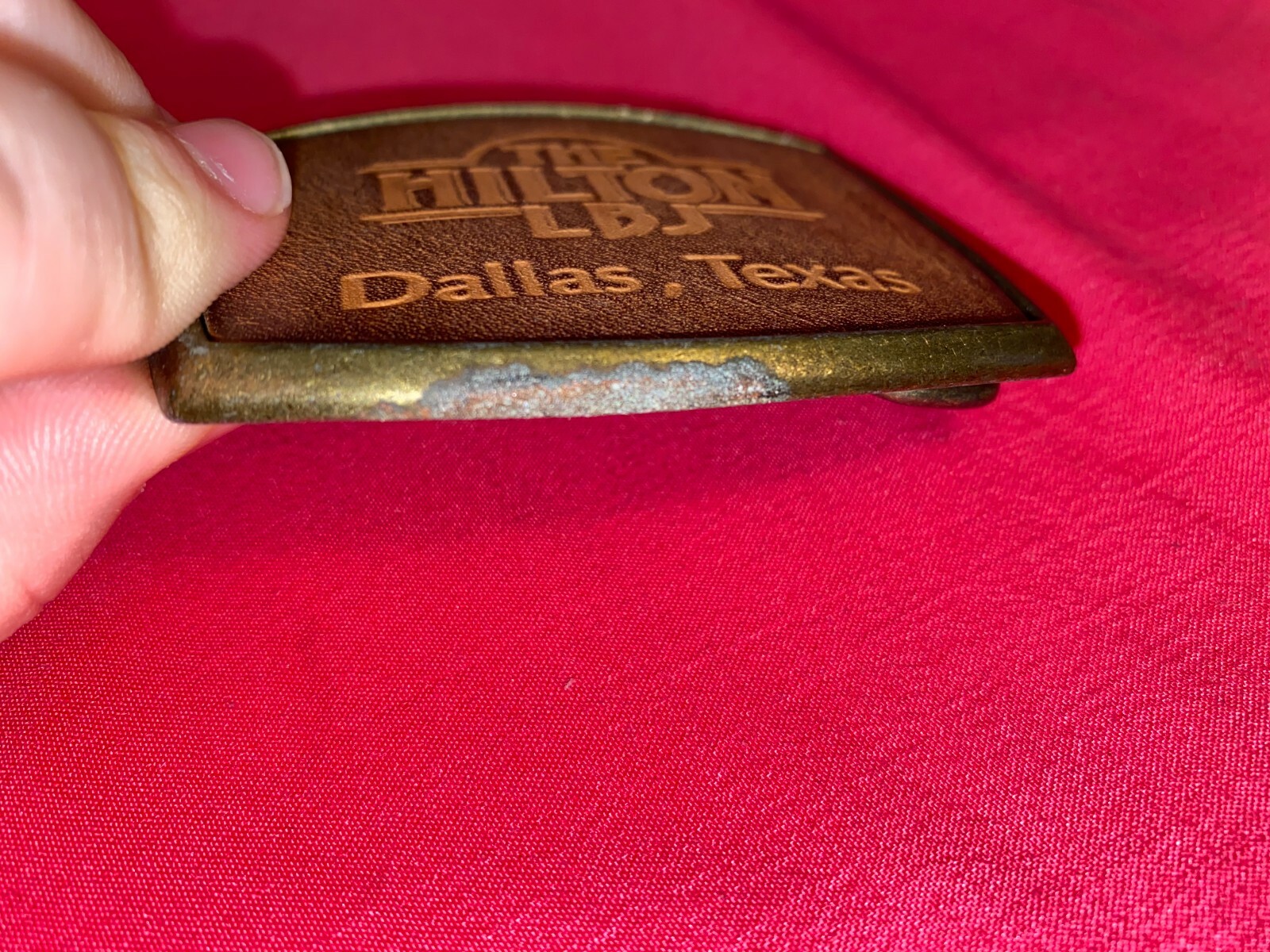 Vintage The Hilton LBJ Dallas, Texas Belt Buckle