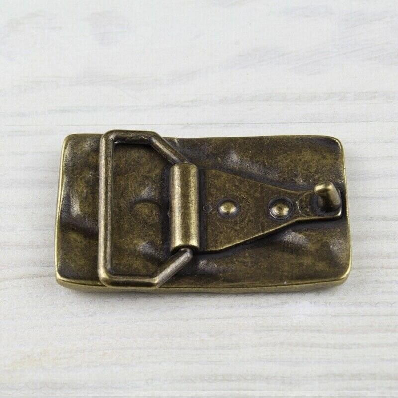 Grid Belt Buckle Rectangular Old Brass Vintage Braided Pattern Masculine