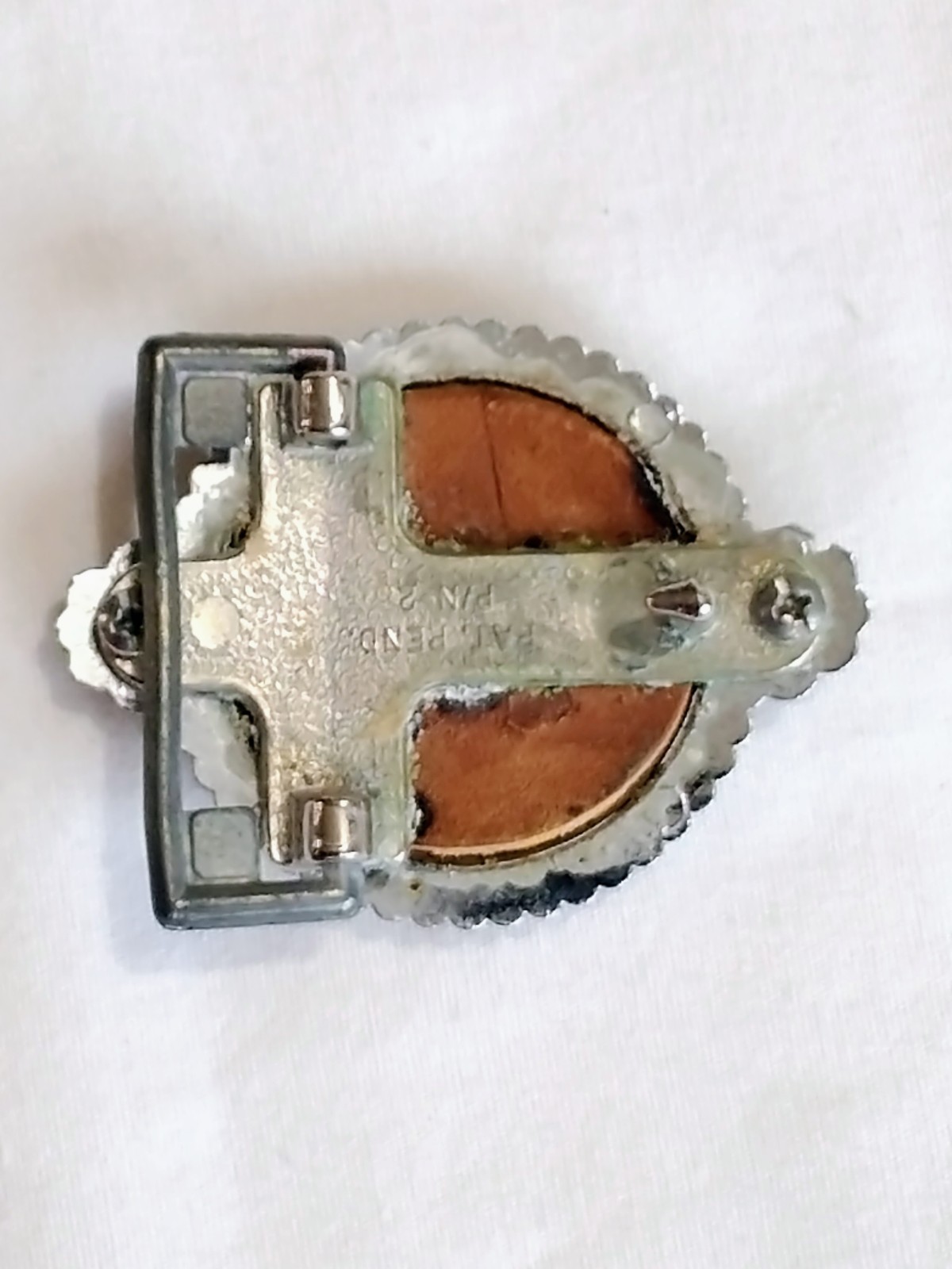 Vintage Western Belt Buckle Silver Tone & Myrtlewood Medallion