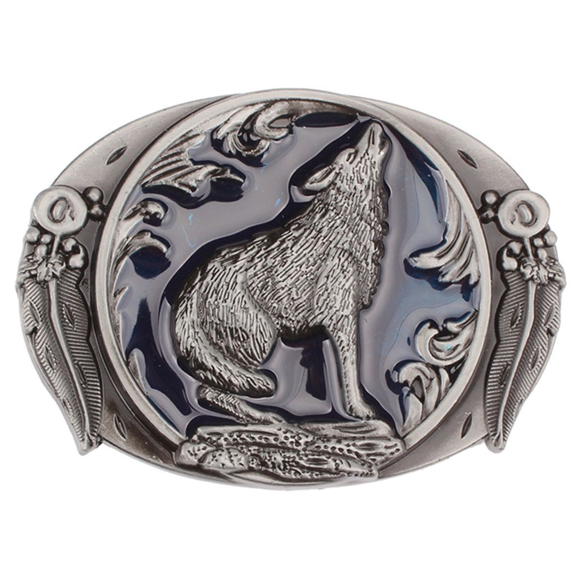 Howling Wolf Belt Buckle Western Cowboy Native American (WLF-01)