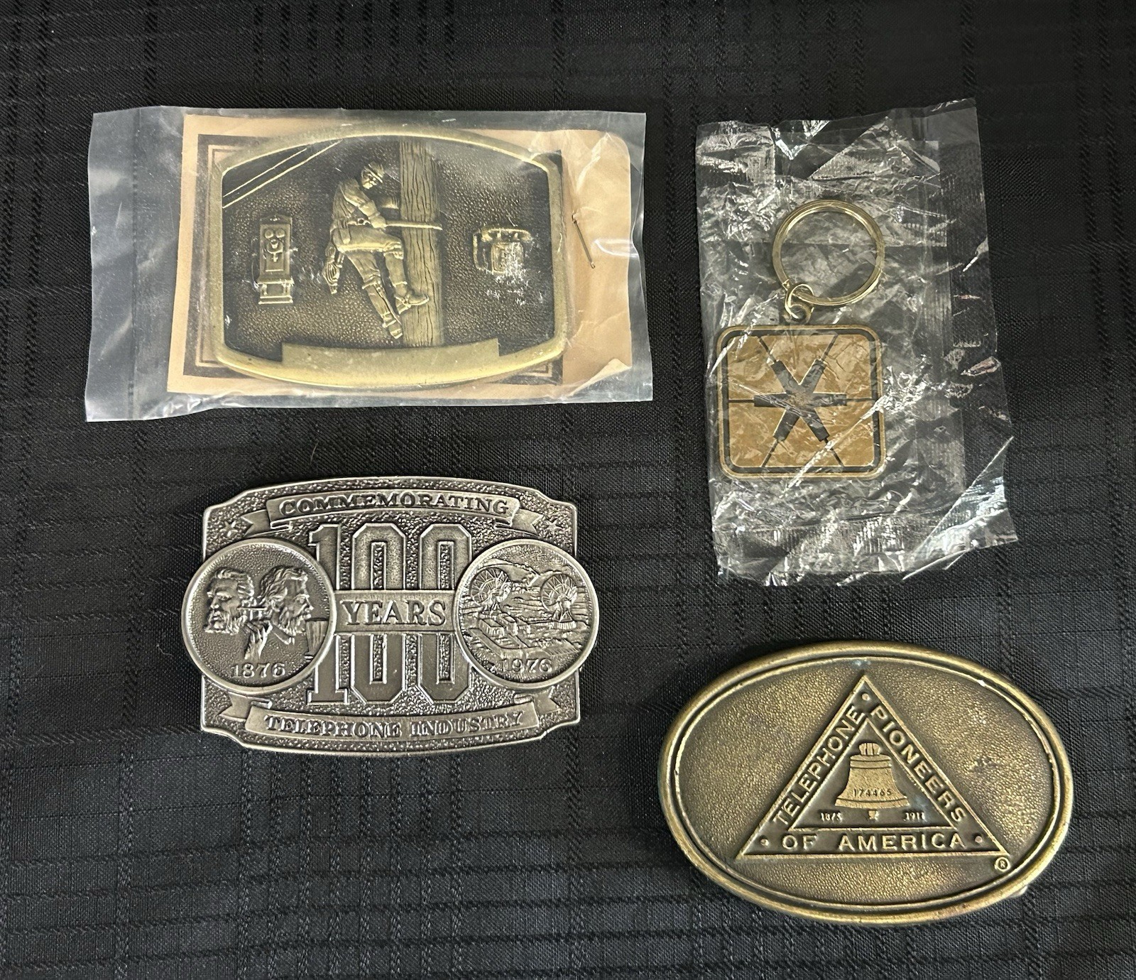 Solid Brass BTS Telephone Repair Lineman Belt Buckle, & 2 Others