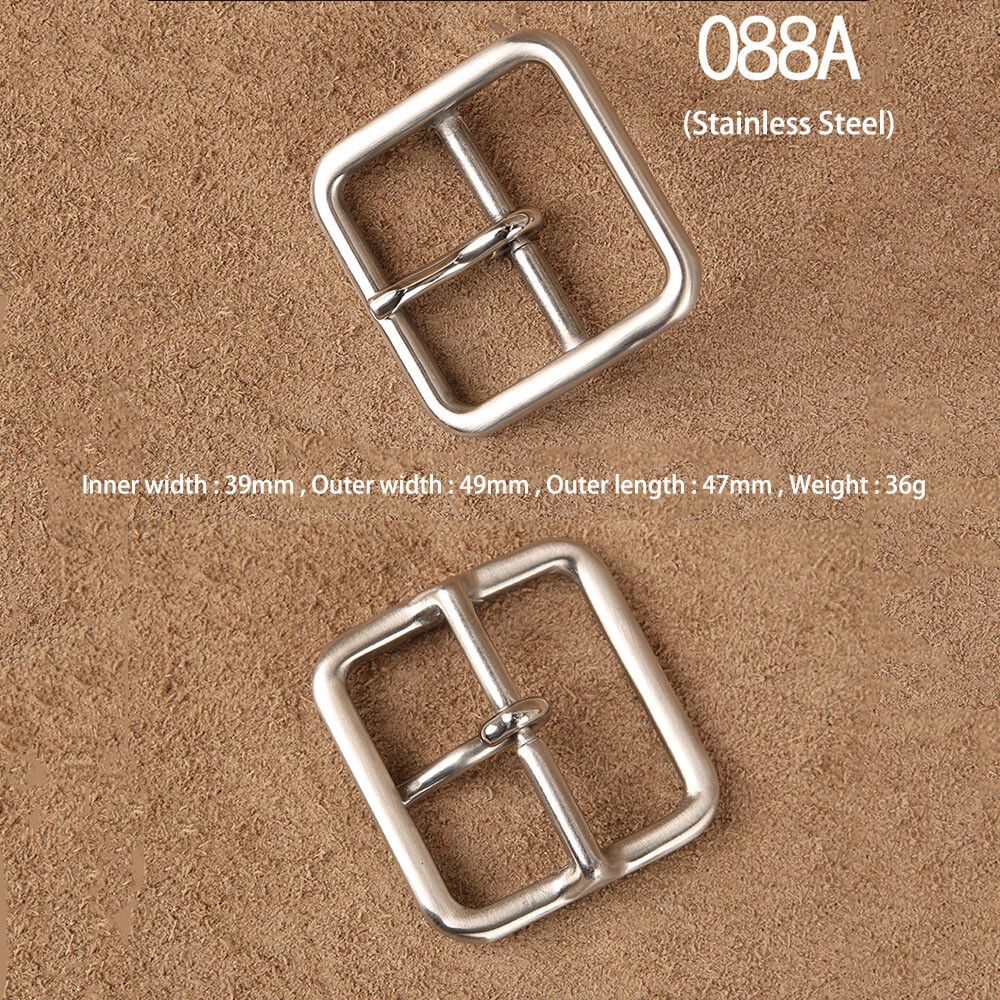 Solid Brass Pin Buckle Leather Craft DIY Belt Men Women 38mm 40mm Polished Gold