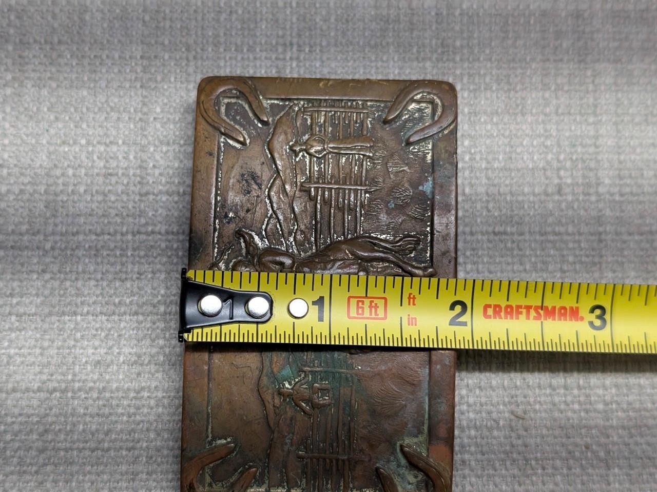 vintage 1950s belt buckle BRONZE brass COWBOY western RODEO bronco horse