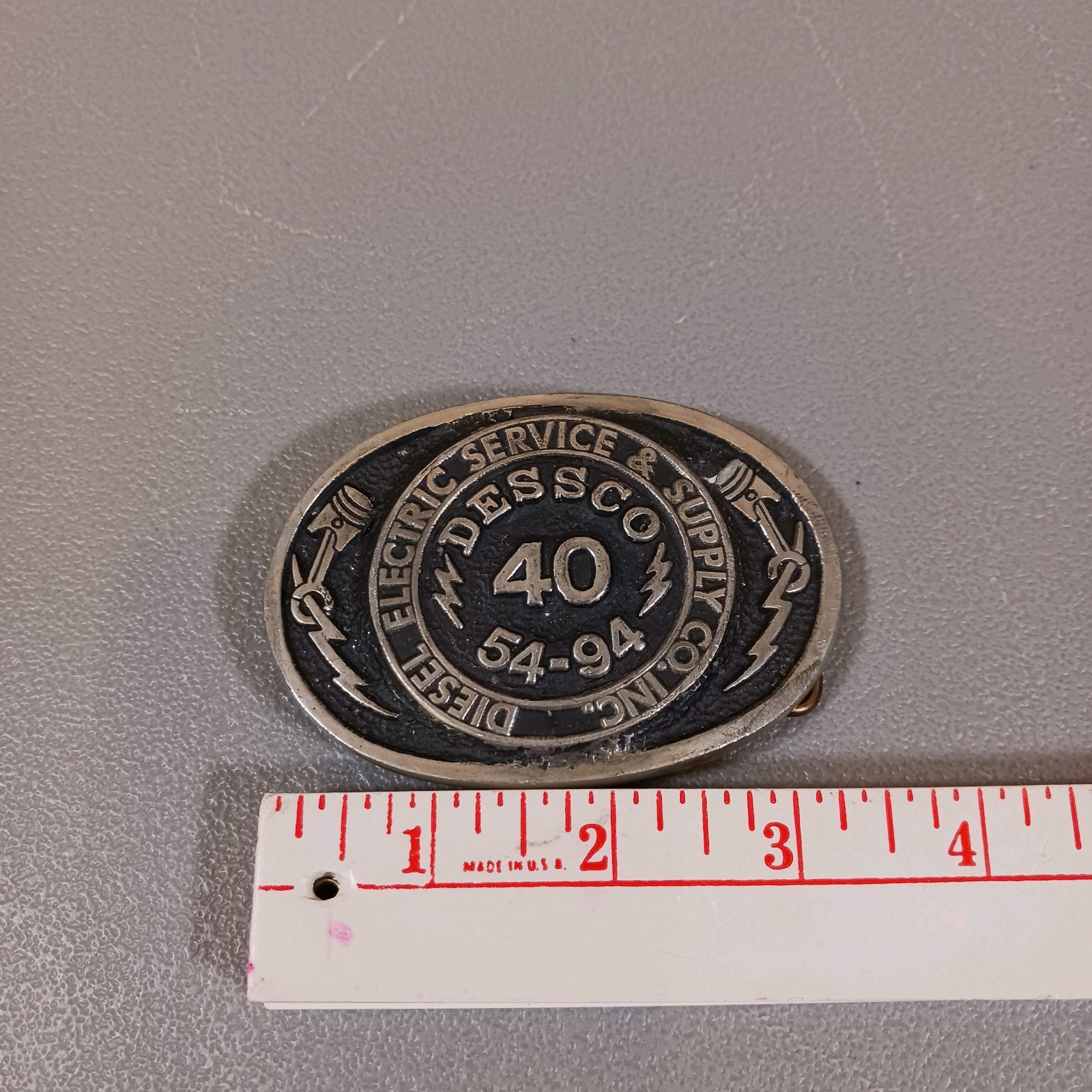 Vntg Diesel Electric Supply Service Company 40 Yrs Belt Buckle 54-94 Gary Praxen